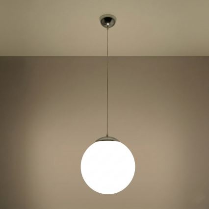 Pendel på wire UGO 1xE27/15W/230V Ø 30 cm hvid/blank krom