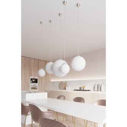Pendel på wire UGO 1xE27/15W/230V Ø 30 cm hvid/blank krom