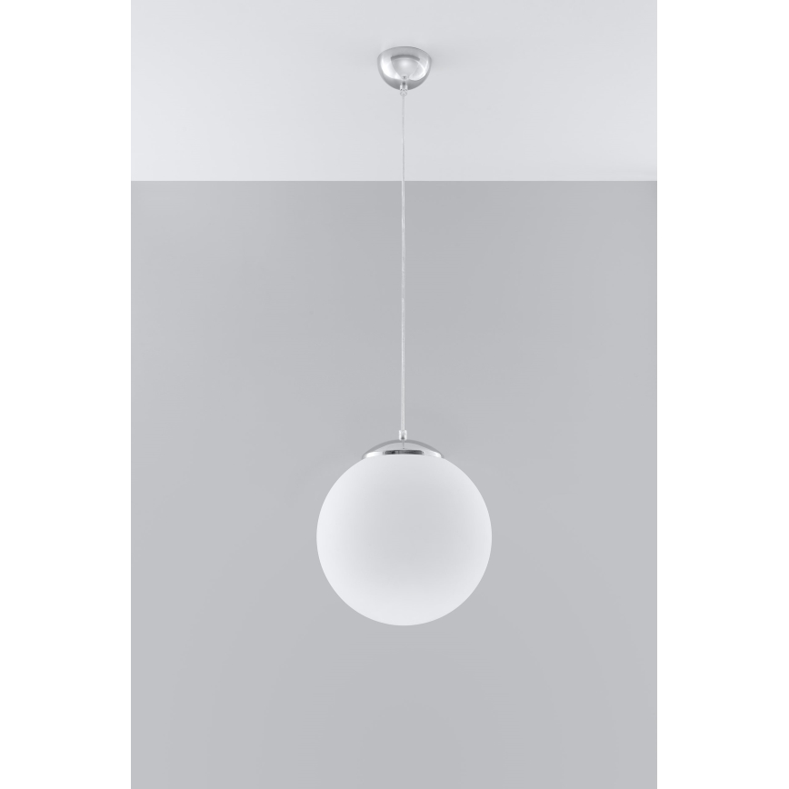 Pendel på wire UGO 1xE27/15W/230V Ø 30 cm hvid/blank krom