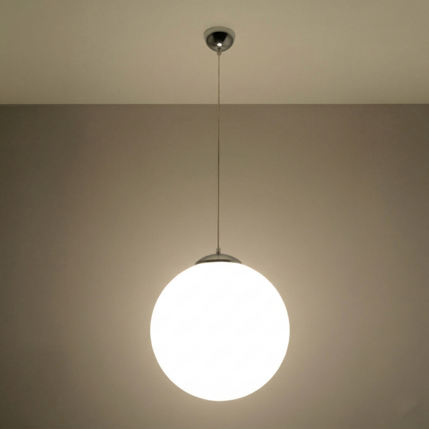 Pendel med ledning UGO 1xE27/15W/230V Ø 40 cm hvid/poleret krom