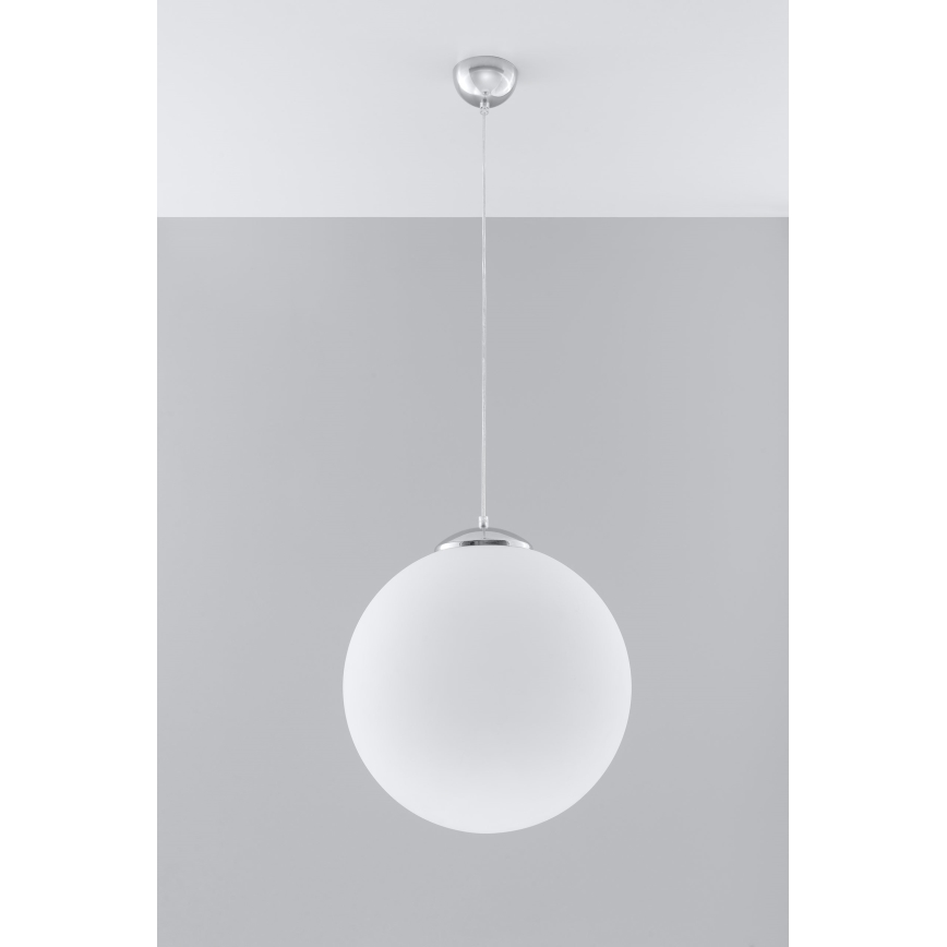 Pendel med ledning UGO 1xE27/15W/230V Ø 40 cm hvid/poleret krom