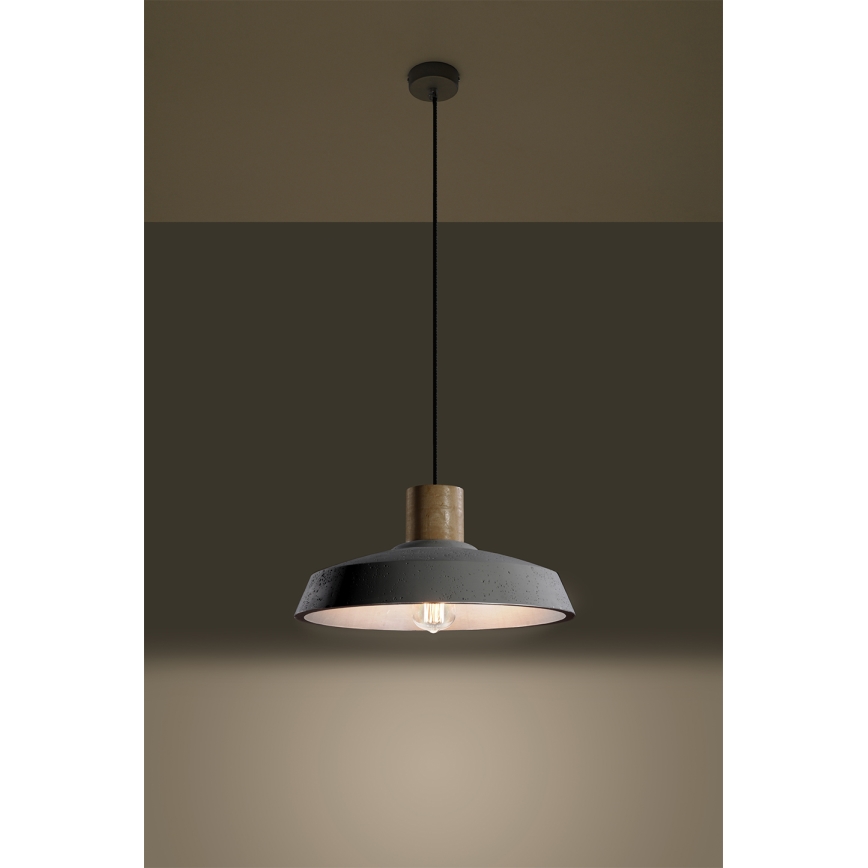 Pendel AFRA 1xE27/60W/230V grå/bøg