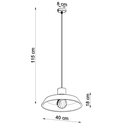 Pendel AFRA 1xE27/60W/230V grå/bøg