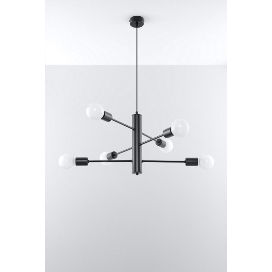 Sollux SL.0305 - Pendel DUOMO 6 6xE27/60W/230V sort