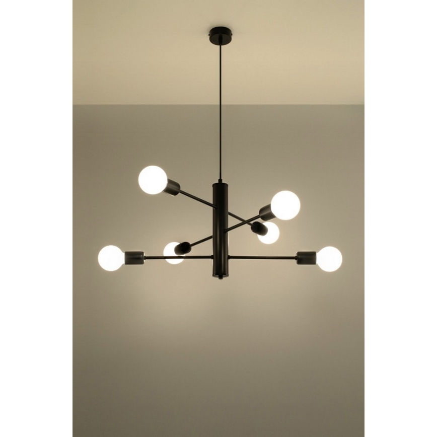 Sollux SL.0305 - Pendel DUOMO 6 6xE27/60W/230V sort