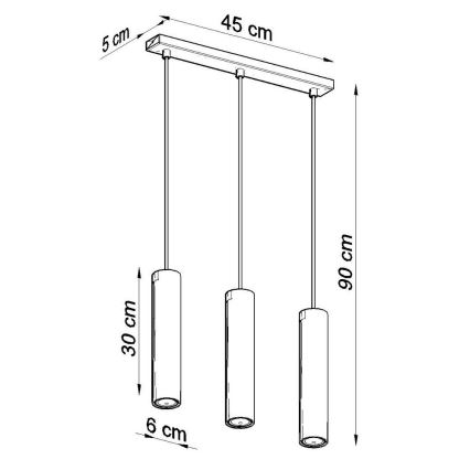 Pendel LAGOS 3 3xGU10/10W/230V sort