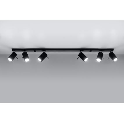 Spotlampe RING 6L 6xGU10/10W/230V sort
