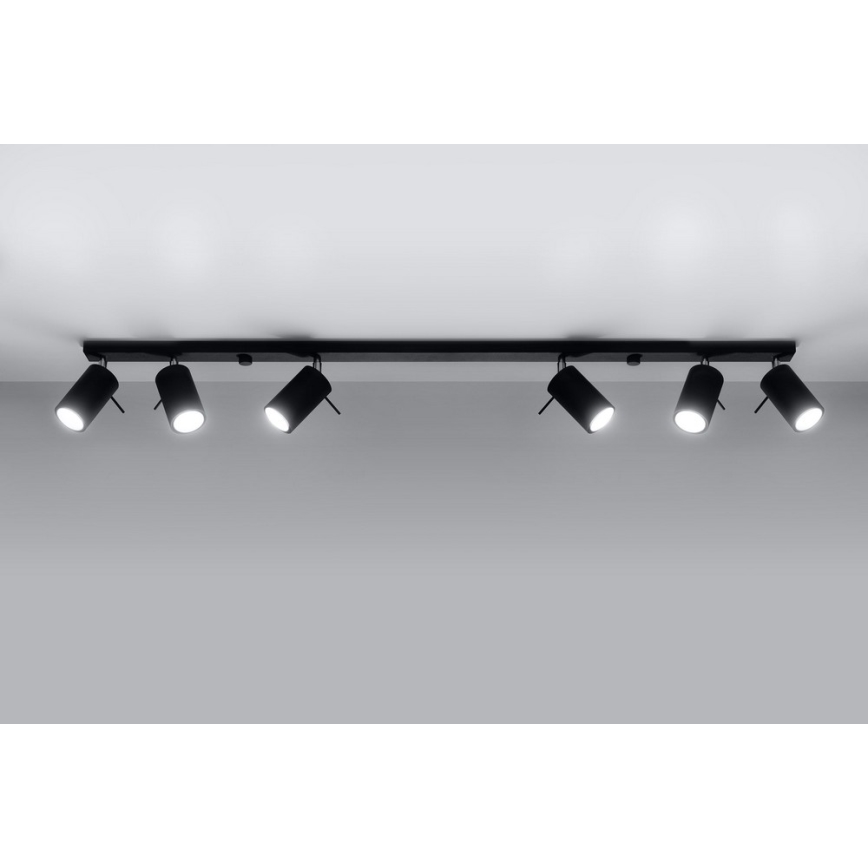 Spotlampe RING 6L 6xGU10/10W/230V sort