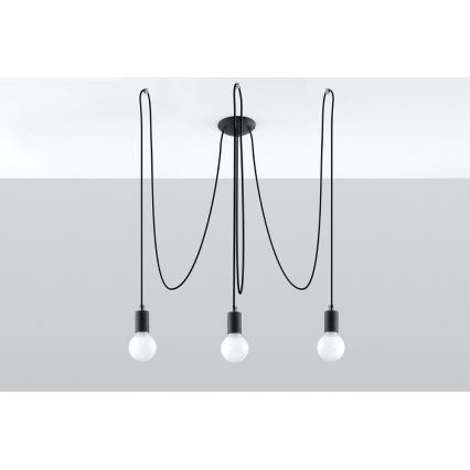 Pendel EDISON 3 3xE27/60W/230V edderkop sort