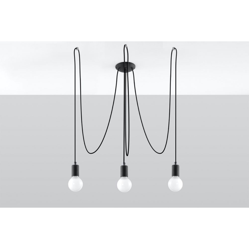 Pendel EDISON 3 3xE27/60W/230V edderkop sort