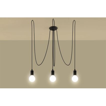 Pendel EDISON 3 3xE27/60W/230V edderkop sort