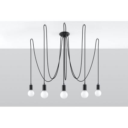 Pendel EDISON 5 5xE27/60W/230V edderkop sort