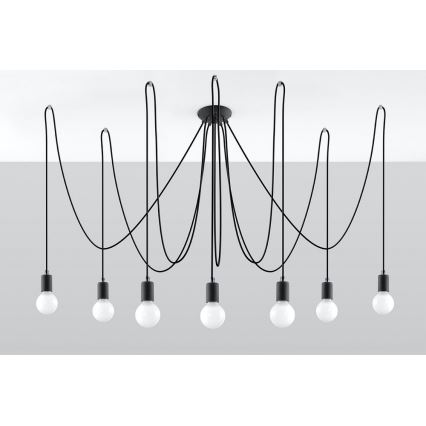 Pendel EDISON 7 7xE27/60W/230V edderkop sort