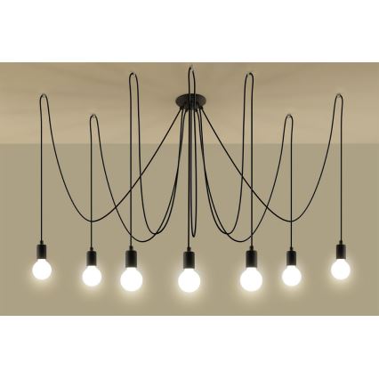 Pendel EDISON 7 7xE27/60W/230V edderkop sort