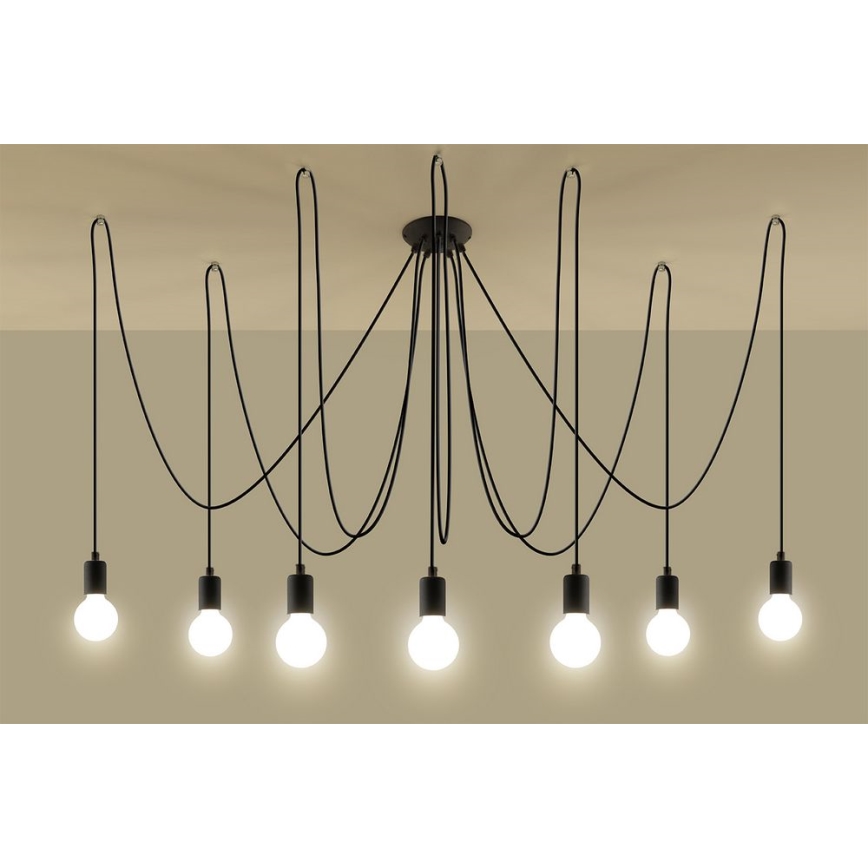 Pendel EDISON 7 7xE27/60W/230V edderkop sort
