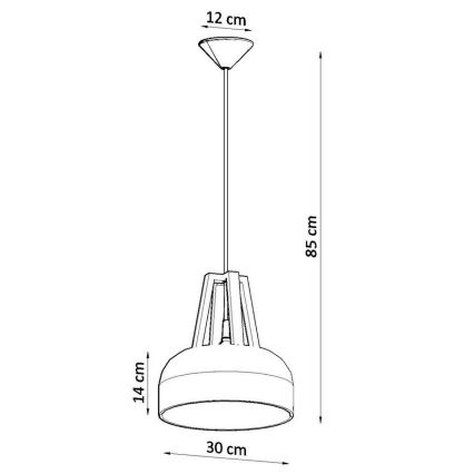 Pendel CASCO 1xE27/60W/230V diameter 30 cm Birk/bøg