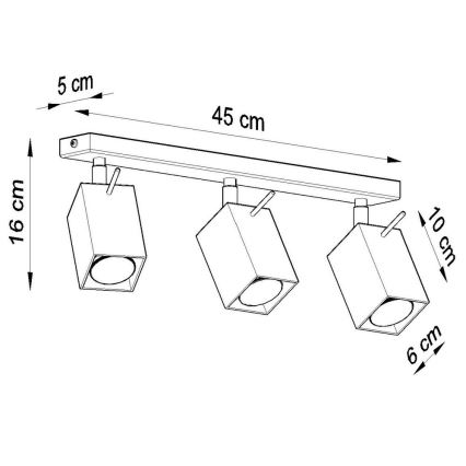 Spotlampe MERIDA 3xGU10/40W/230V grå