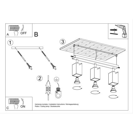 Spotlampe MERIDA 3xGU10/40W/230V grå