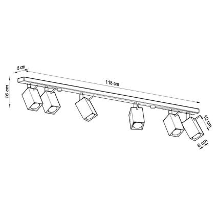 Spotlampe MERIDA 6xGU10/40W/230V sort