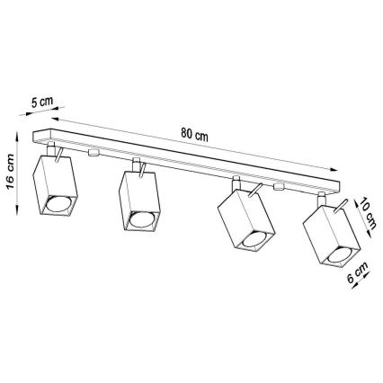 Spotlampe MERIDA 4xGU10/40W/230V grå