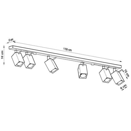 Spotlampe MERIDA 6xGU10/40W/230V grå