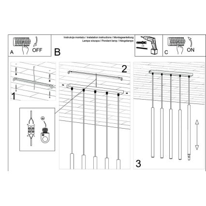 Pendel PASTELO 5xG9/8W/230V hvid