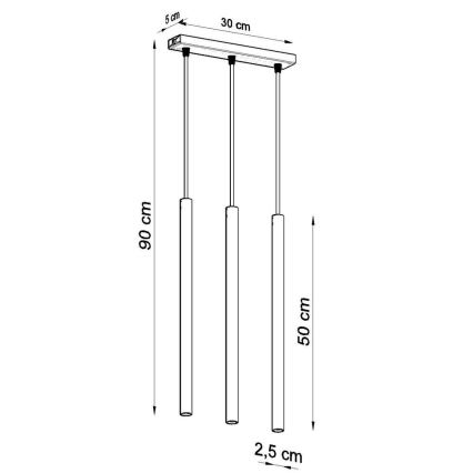 Pendel PASTELO 3xG9/8W/230V sort