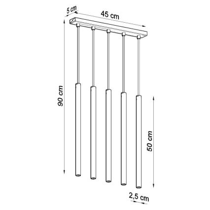 Pendel PASTELO 5xG9/8W/230V sort