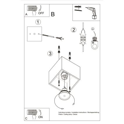 Sollux SL.0489 - Loftlampe QUAD 1xGU10/40W/230V beton