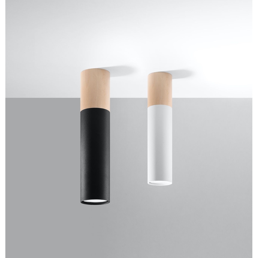 Loftlampe PABLO 1xGU10/40W/230V hvid/bøg