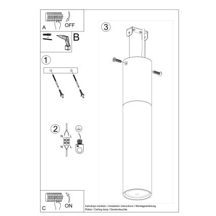 Loftlampe PABLO 1xGU10/40W/230V hvid/bøg