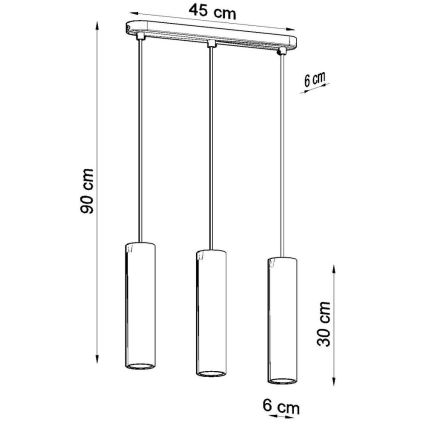 Pendel LINO 3xGU10/40W/230V bøg