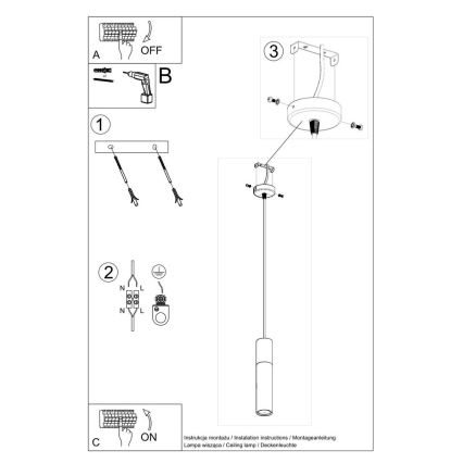 Pendel BORGIO 1xGU10/40W/230V beton/metal hvid