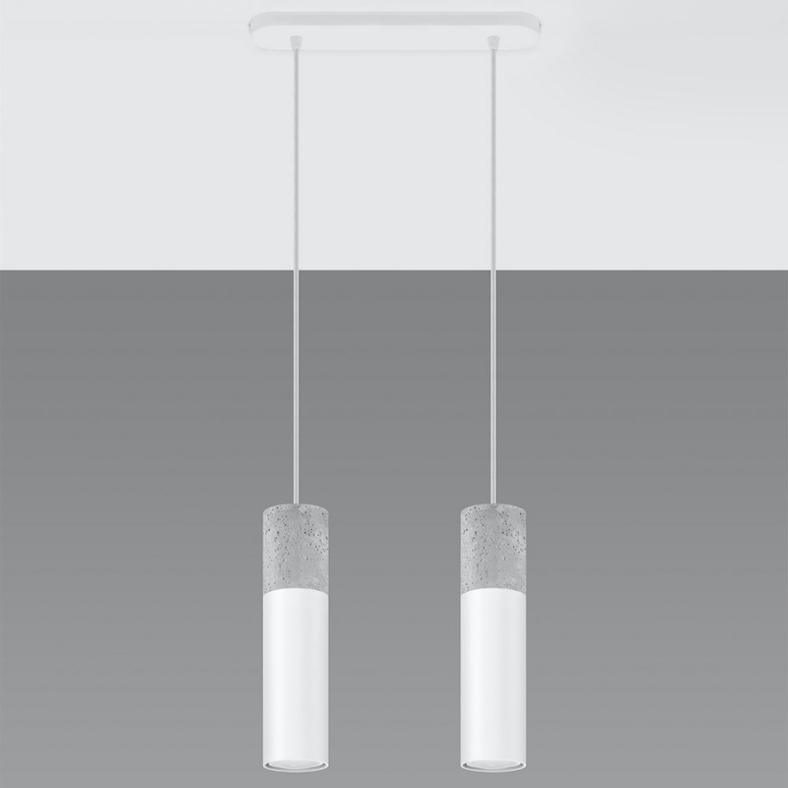 Pendel BORGIO 2xGU10/40W/230V betongrå/metal hvid