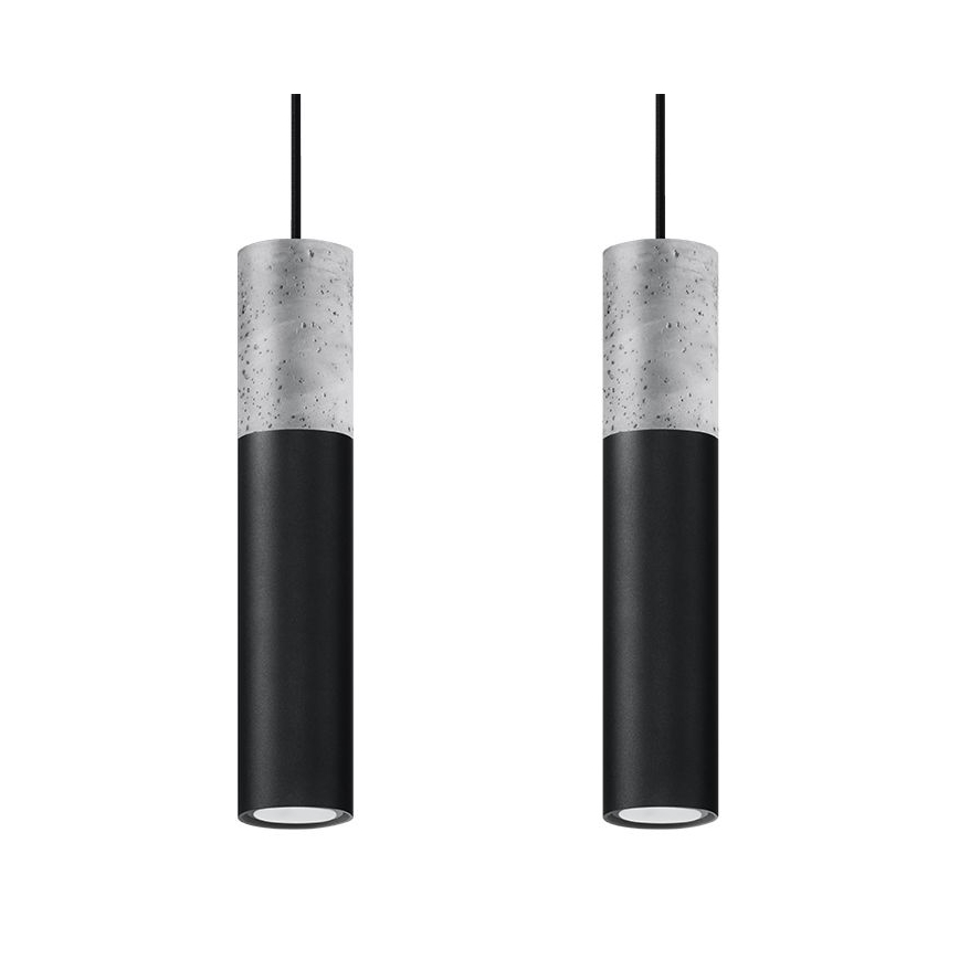 Pendel BORGIO 2xGU10/40W/230V beton/metal sort