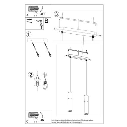 Pendel BORGIO 2xGU10/40W/230V beton/metal sort