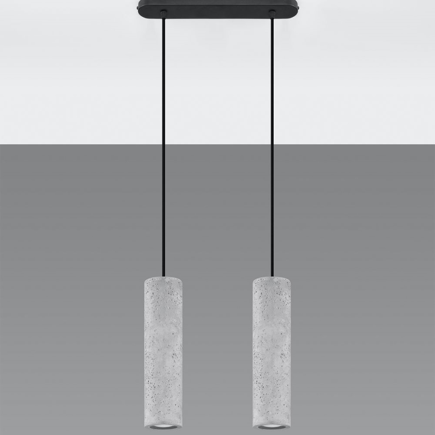 Pendel LUVO 2xGU10/40W/230V betongrå/sort