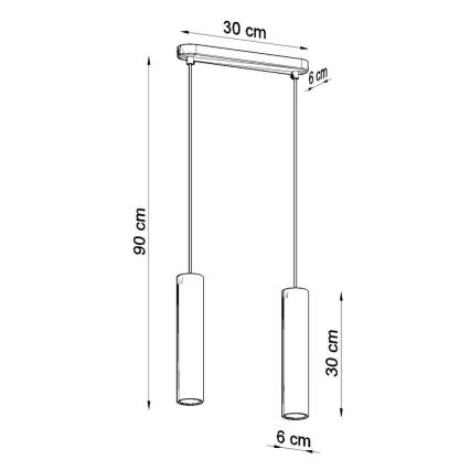 Pendel LUVO 2xGU10/40W/230V betongrå/sort