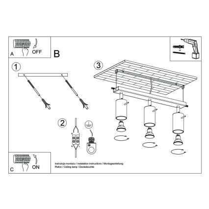 Spotlampe BERGE 3xGU10/40W/230V bøg