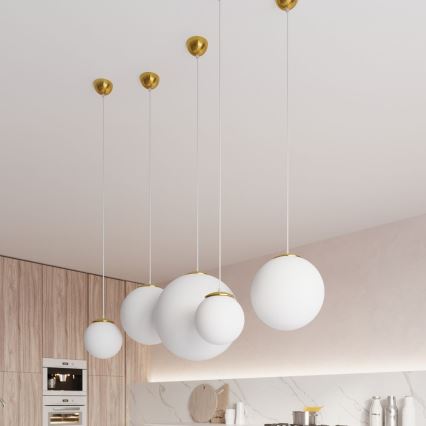Pendellampe på ledning TOYA 1xE27/60W/230V Ø 20 cm hvid/guld