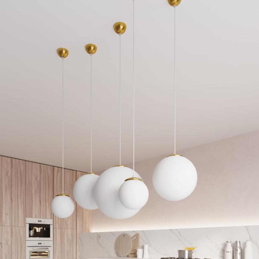 Pendellampe på ledning TOYA 1xE27/60W/230V Ø 20 cm hvid/guld