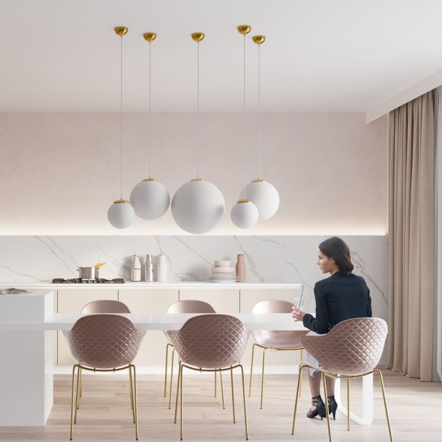 Pendellampe på ledning TOYA 1xE27/60W/230V Ø 20 cm hvid/guld