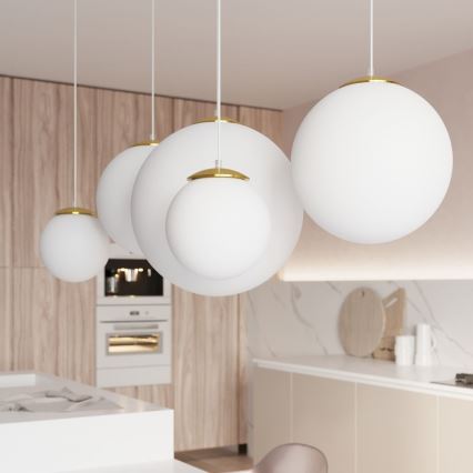 Pendellampe på ledning TOYA 1xE27/60W/230V Ø 20 cm hvid/guld