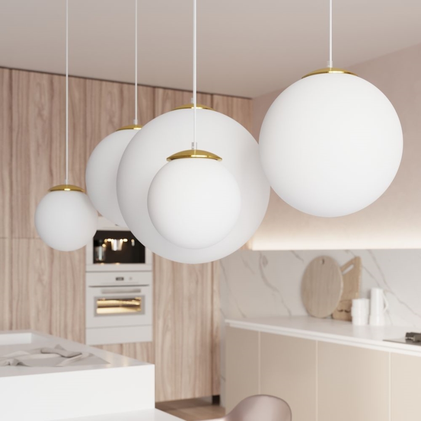 Pendellampe på ledning TOYA 1xE27/60W/230V Ø 20 cm hvid/guld