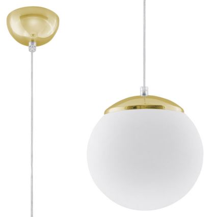 Pendellampe på ledning TOYA 1xE27/60W/230V Ø 20 cm hvid/guld