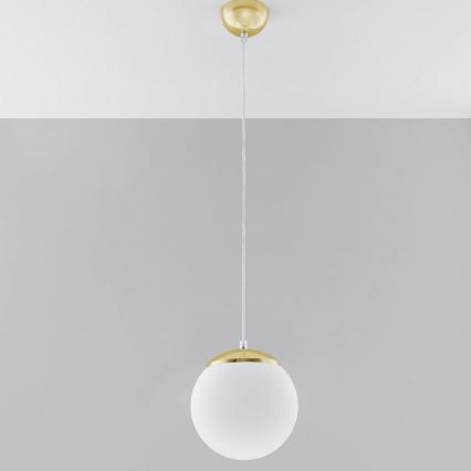 Pendellampe på ledning TOYA 1xE27/60W/230V Ø 20 cm hvid/guld