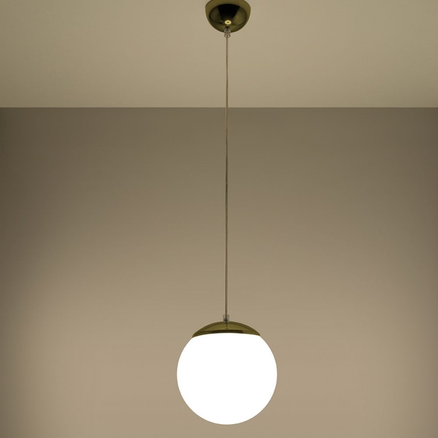 Pendellampe på ledning TOYA 1xE27/60W/230V Ø 20 cm hvid/guld