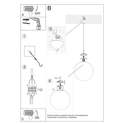 Pendellampe på ledning TOYA 1xE27/60W/230V Ø 20 cm hvid/guld