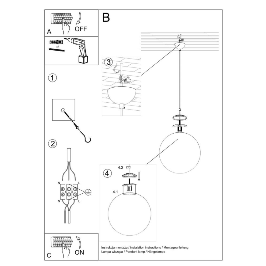 Pendellampe på ledning TOYA 1xE27/60W/230V Ø 20 cm hvid/guld