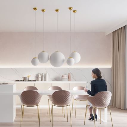 Pendel på ledning TOYA 1xE27/60W/230V Ø 30 cm hvid/guld